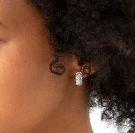 9ct White Gold Diamond Glacier Huggie Hoops