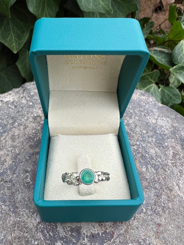 Silver Emerald &amp; Peridot Storm Ring
