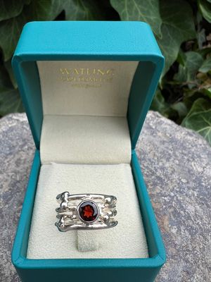 Silver 5mm Garnet Cyclone 4 Ring