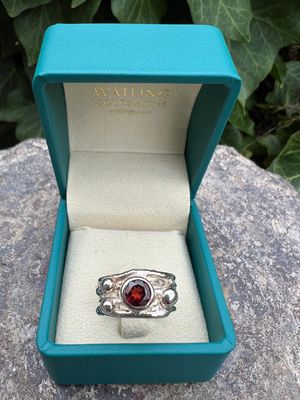 Silver Garnet Cyclone 4 Ring