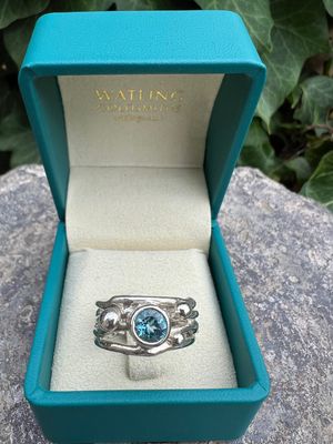 Silver Aquamarine Cyclone 4 Ring