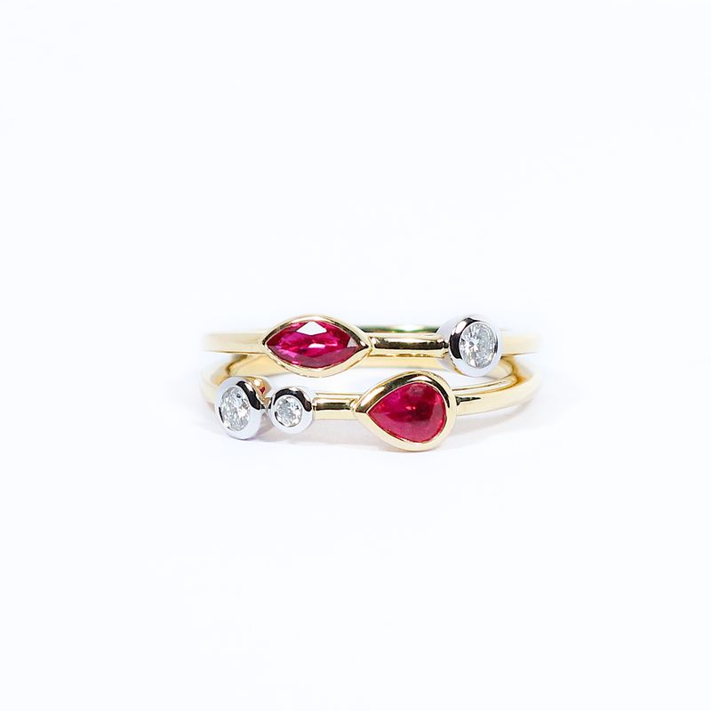18ct Yellow Gold &amp; Platinum Ruby &amp; Diamond The Amara Ring
