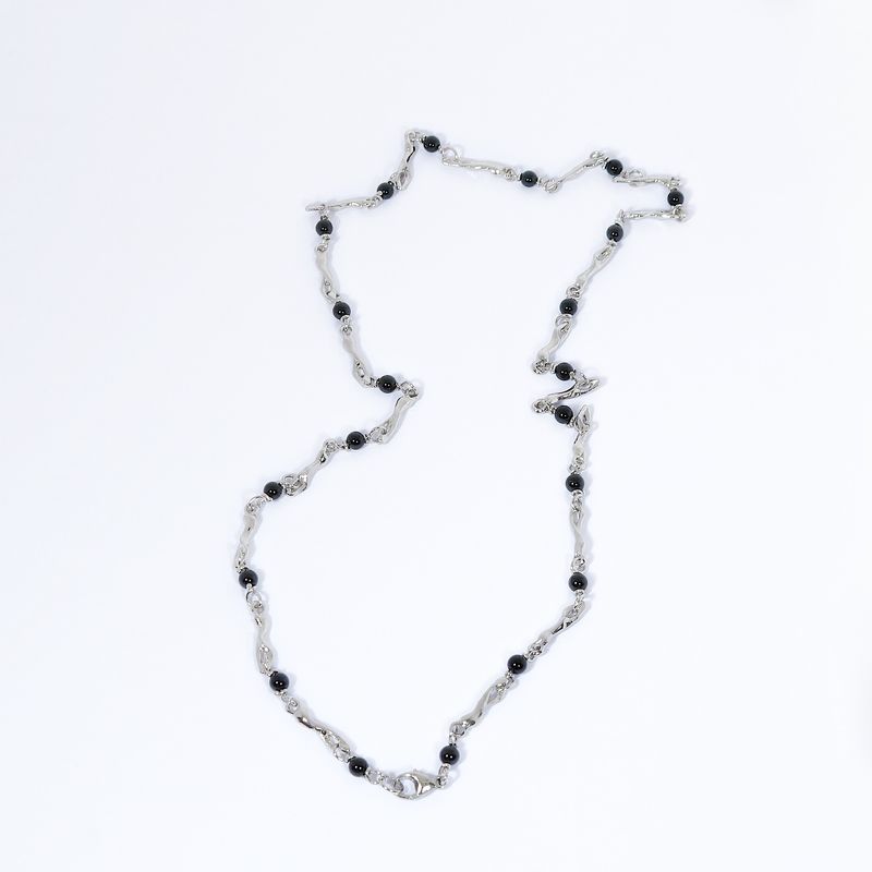 Silver &amp; Black Onyx Femur Chain 22”
