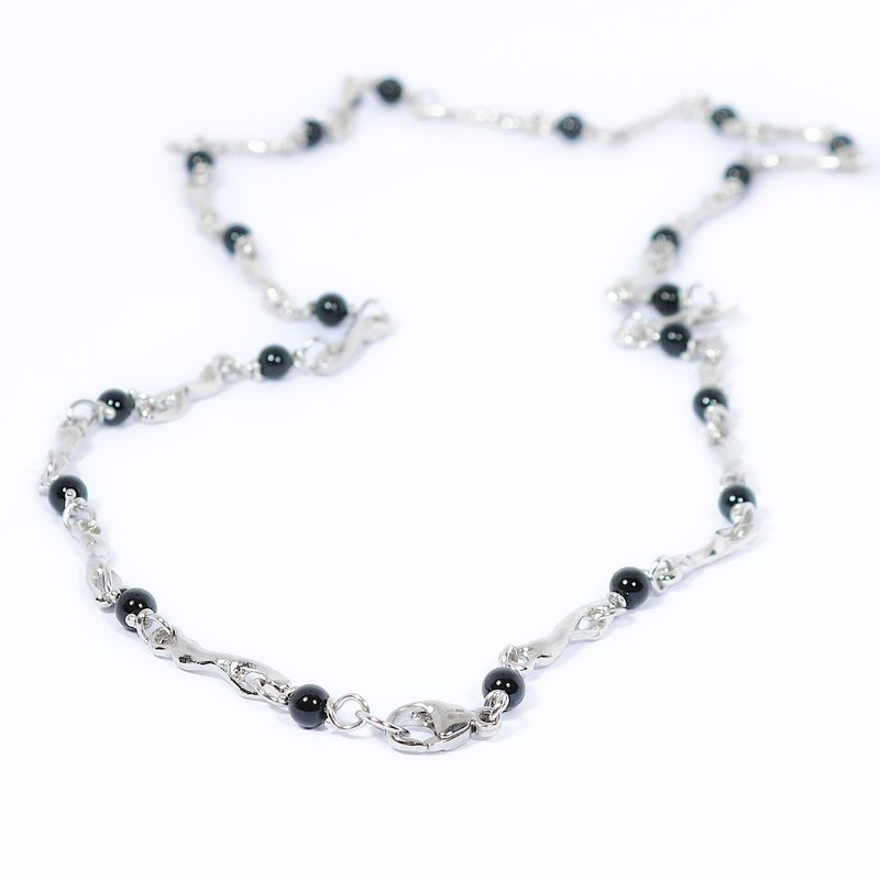 Silver &amp; Black Onyx Femur Chain 22”