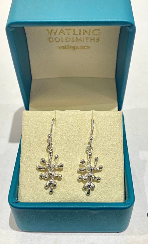 Silver Coral Drop Earrings