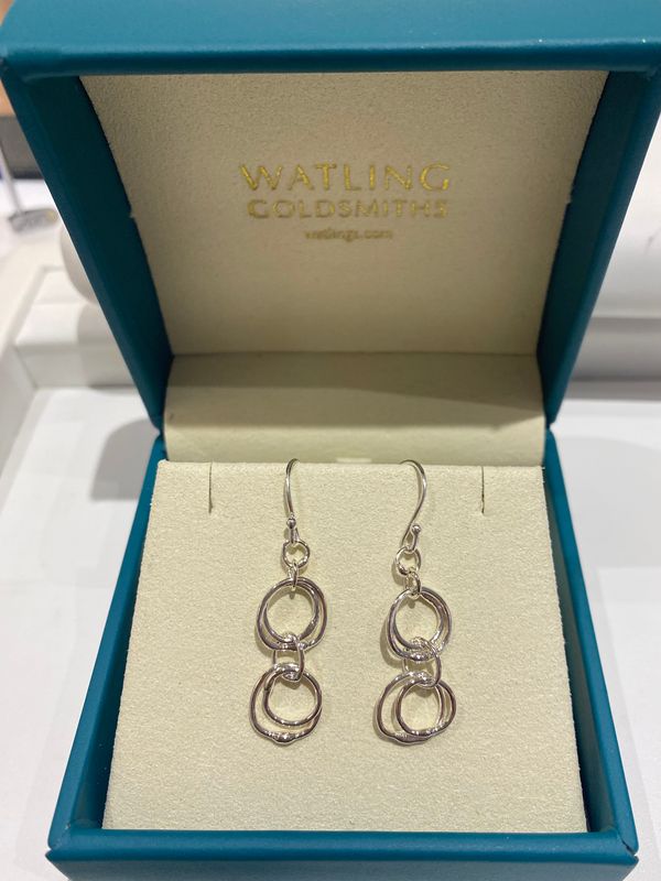 Silver X2 Double Link Drop Earrings