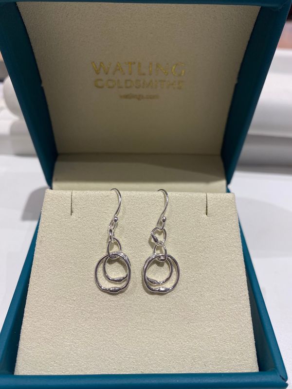 Silver X1 Double Link Drop Earrings