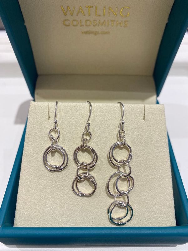 Silver X1 Double Link Drop Earrings