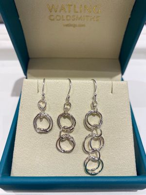 Silver X2 Double Link Drop Earrings