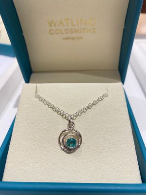 ​Silver Emerald Montana Swirl Pendant &amp; Chain (13mm Diameter)