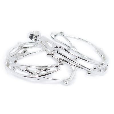 Silver Birdsnest Hoop Earrings