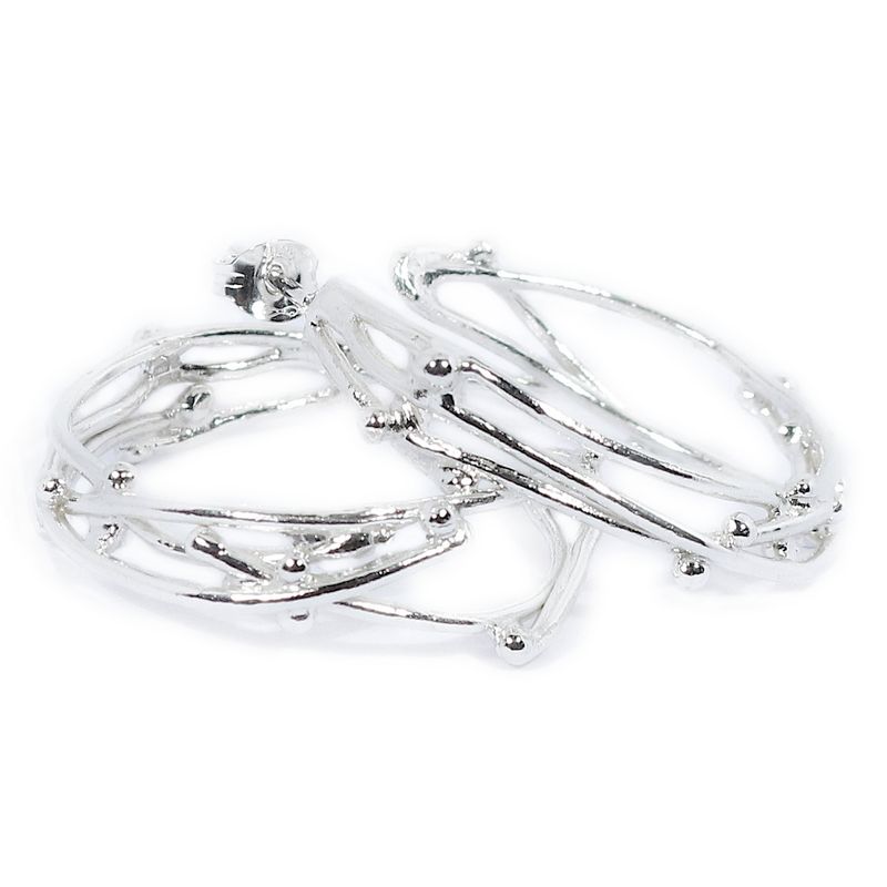 Silver Birdsnest Hoop Earrings