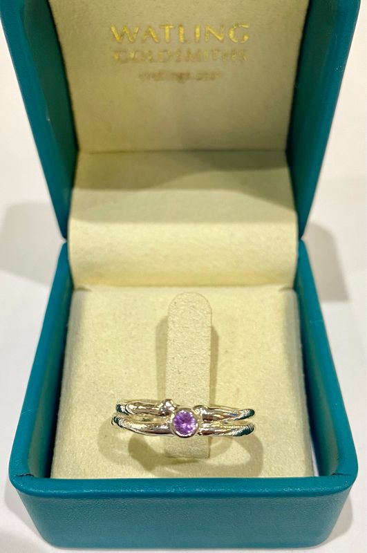 Silver Pink Sapphire Cyclone 2 Ring