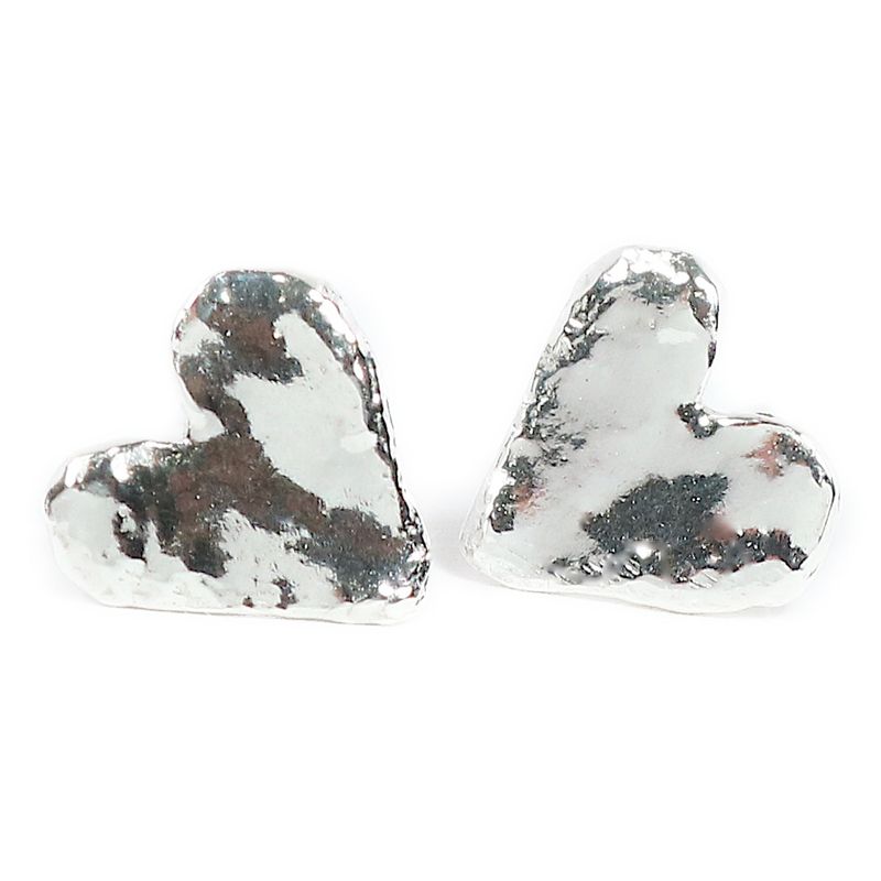 9ct White Gold Heart Stud Earrings (10mm wide)