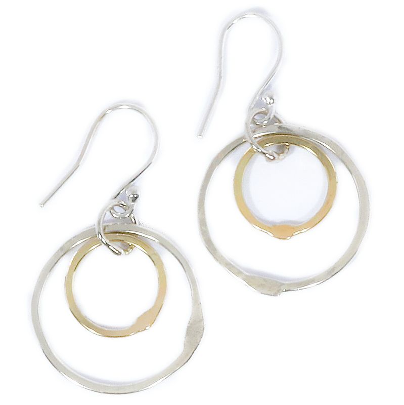 Silver &amp; 14ct Yellow Gold 23mm Cyclone Drop Earrings