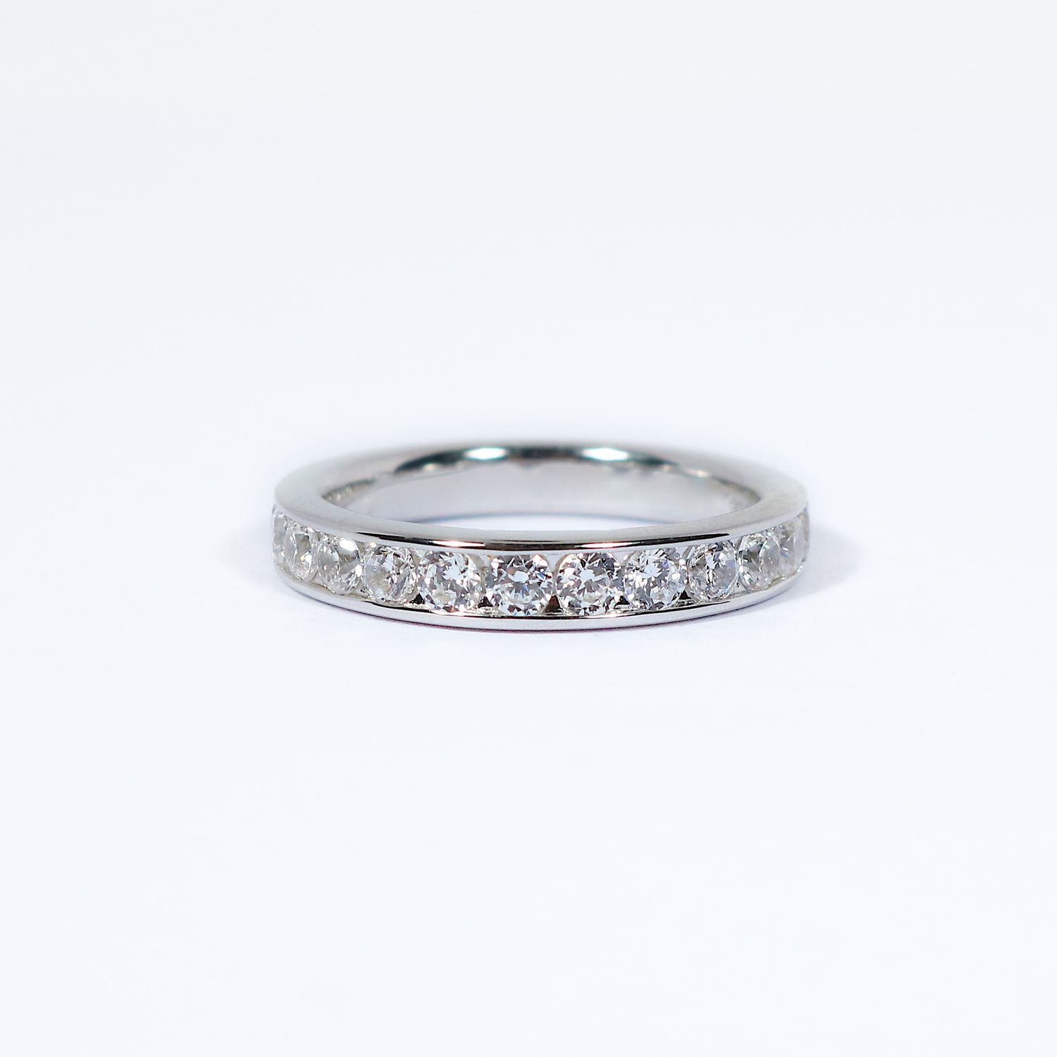 Classic Half Eternity Channel-Set Round Diamond Ring