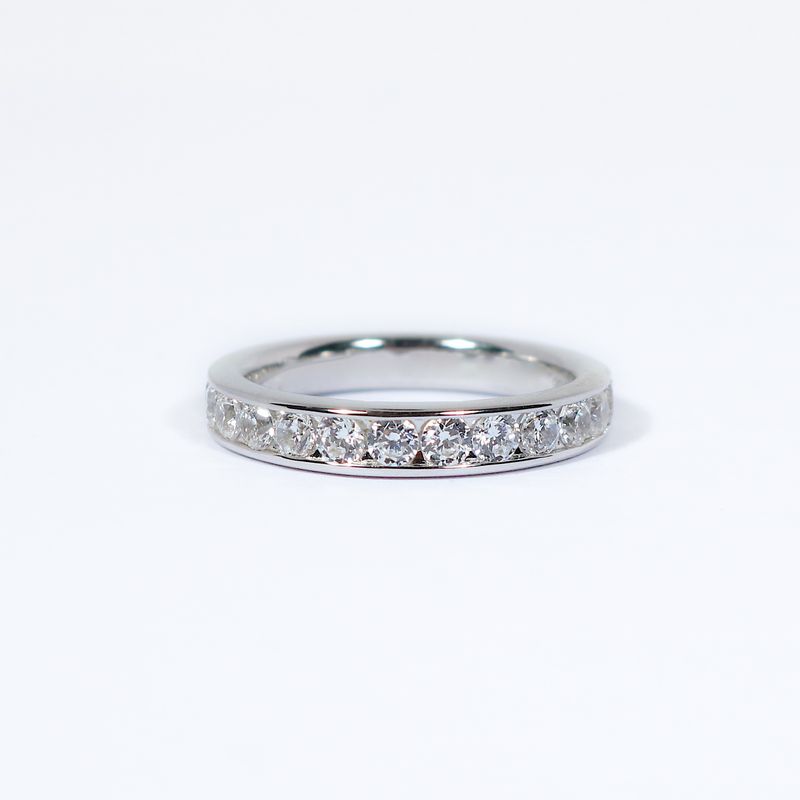 Classic Half Eternity Channel-Set Round Diamond Ring