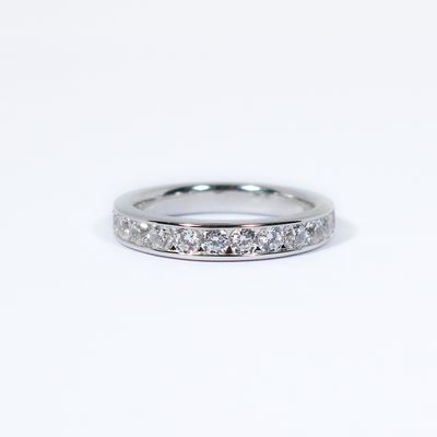 Classic Half Eternity Channel-Set Round Diamond Ring