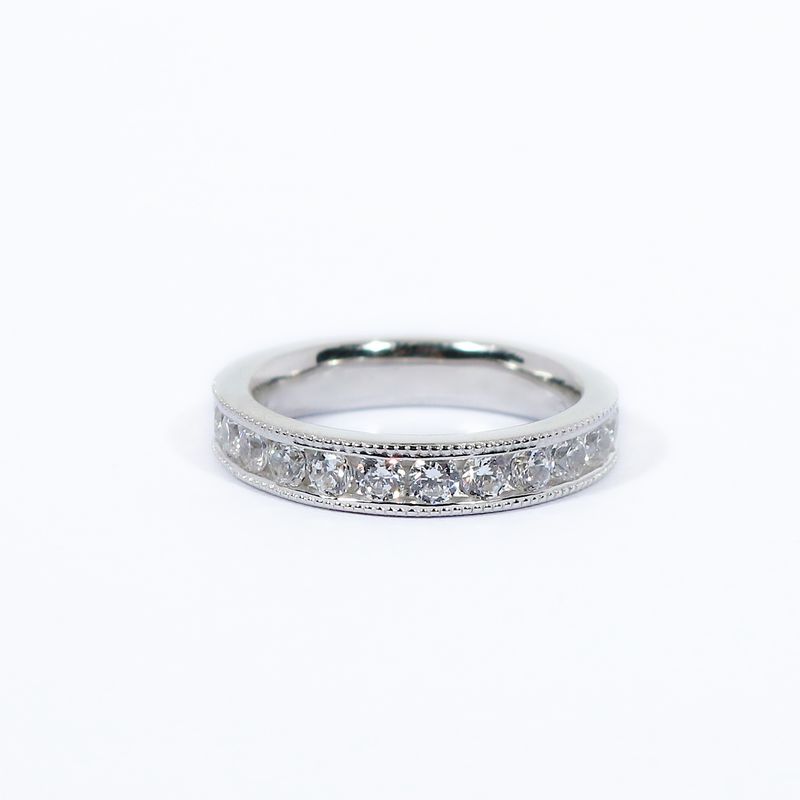 Half Eternity Milgrain Round Diamond Ring