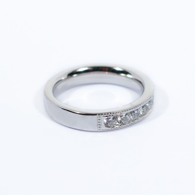Half Eternity Milgrain Round Diamond Ring