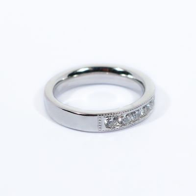 Half Eternity Milgrain Round Diamond Ring