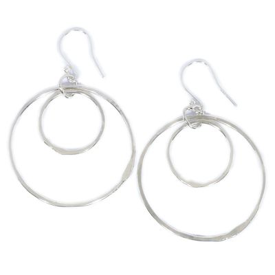 Silver 30mm Cyclone Drop Earrings