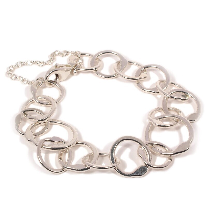 Silver Original Jane Watling 7,5” Heavy Fused Bracelet (Hammered)