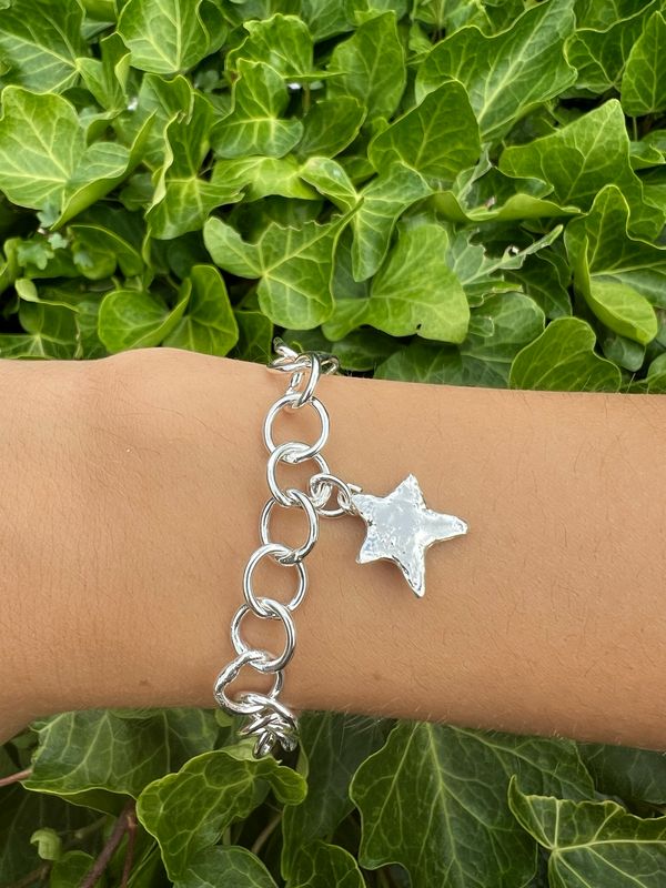 Silver Original Jane Watling Fine Fused Bracelet &amp; Star Charm (15mm wide)