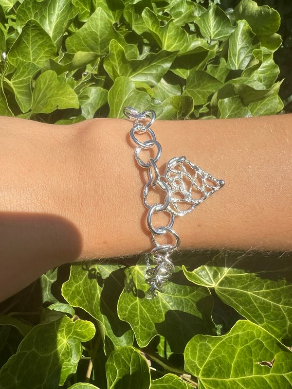 Silver Original Jane Watling Fine Fused Bracelet &amp; Birdsnest Heart