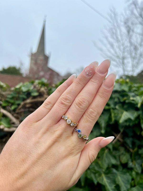 Platinum Rainbow Sapphire Champagne Ring