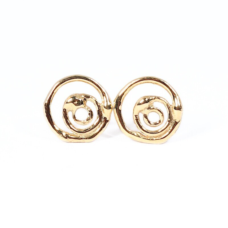 9ct Yellow Gold Montana Swirl Stud Earrings (9mm diameter)