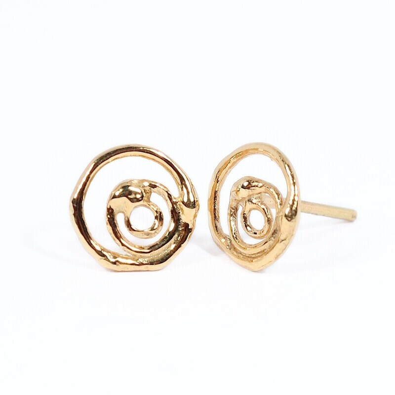 9ct Yellow Gold Montana Swirl Stud Earrings (9mm diameter)