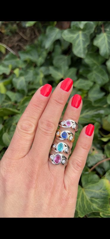 Platinum Oval Pink Sapphire &amp; Diamond Pucci Ring