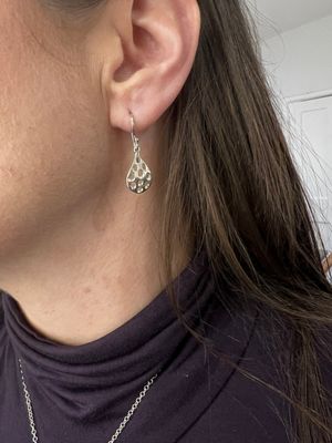 Silver Honeycomb Drop Earrings
