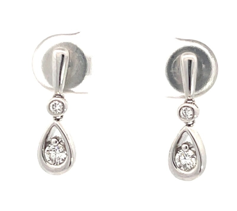 18ct White Gold Diamond Blossom Drop Earrings