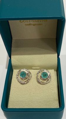 ​Silver Emerald Montana Swirl Earring Studs