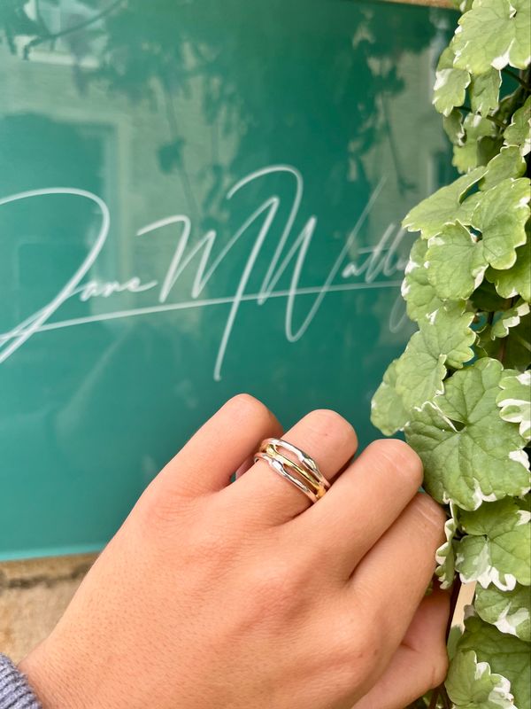 Silver &amp; 18ct Gold Cyclone 3 Ring