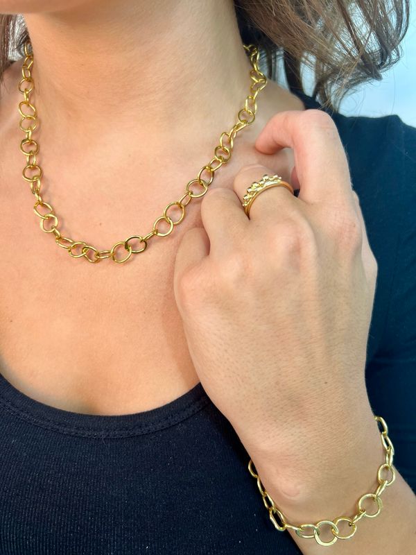 18ct Gold Original Jane Watling Heavy Fused Chain 18" (Hammered)