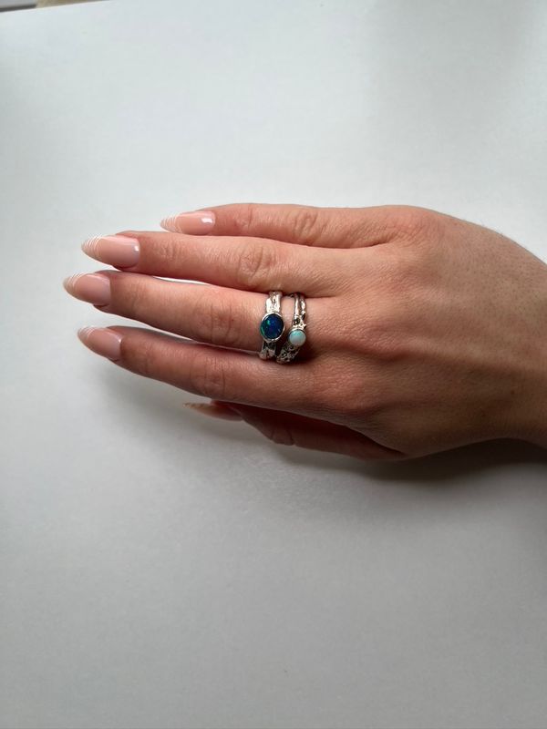 Silver 5mm Opal Storm Ring