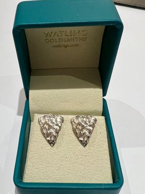 Silver Filigree Triangle Stud Earrings