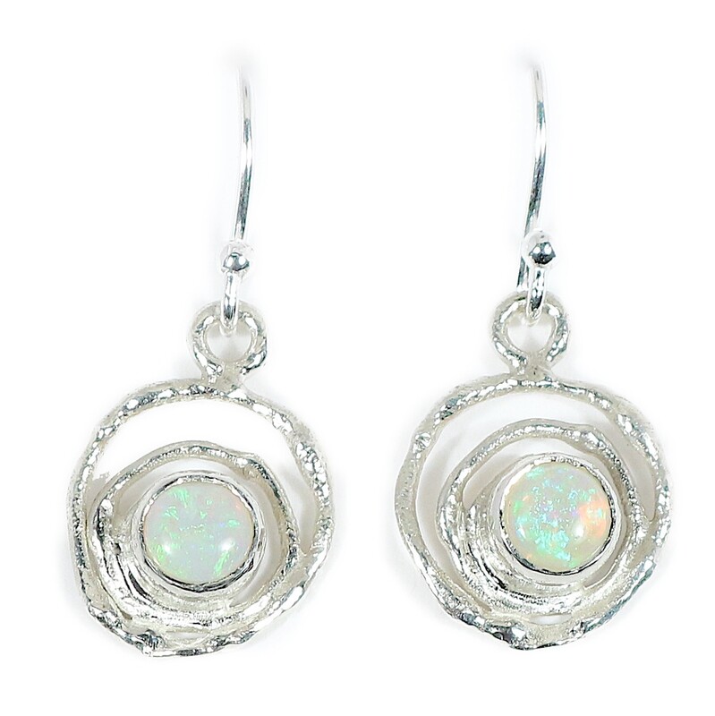 Silver 5mm Opal Montana Swirl Drop Earrings (13mm diameter)