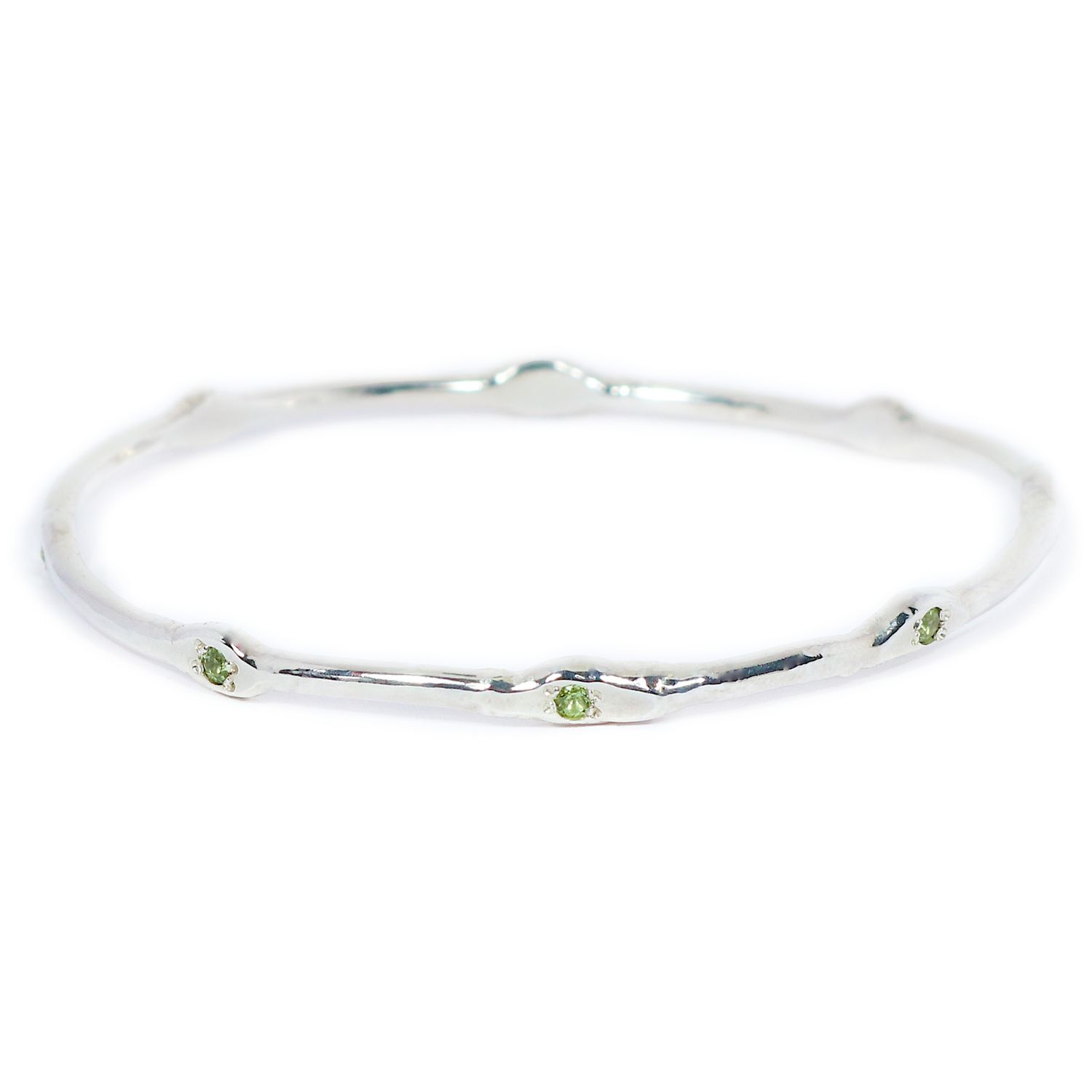Silver Peridot Cyclone Bangle