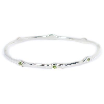 Silver Peridot Cyclone Bangle