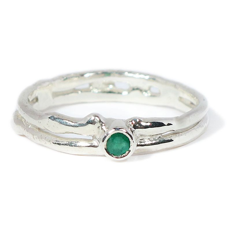 Silver Emerald Cyclone 2 Ring