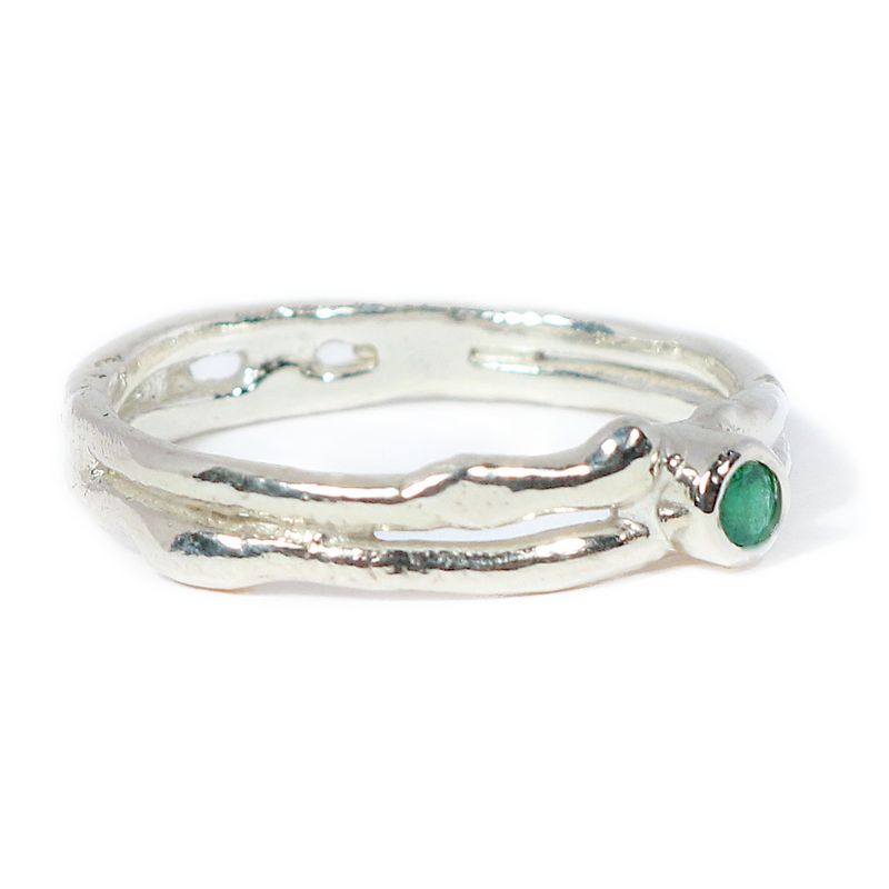 Silver Emerald Cyclone 2 Ring