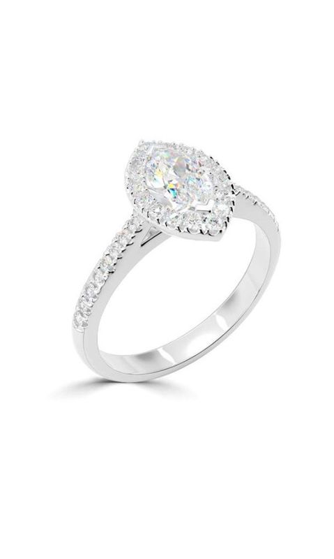 Platinum Marquise Halo Diamond Ring With Diamond Set Shoulders