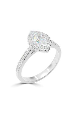 Platinum Marquise Halo Diamond Ring With Diamond Set Shoulders