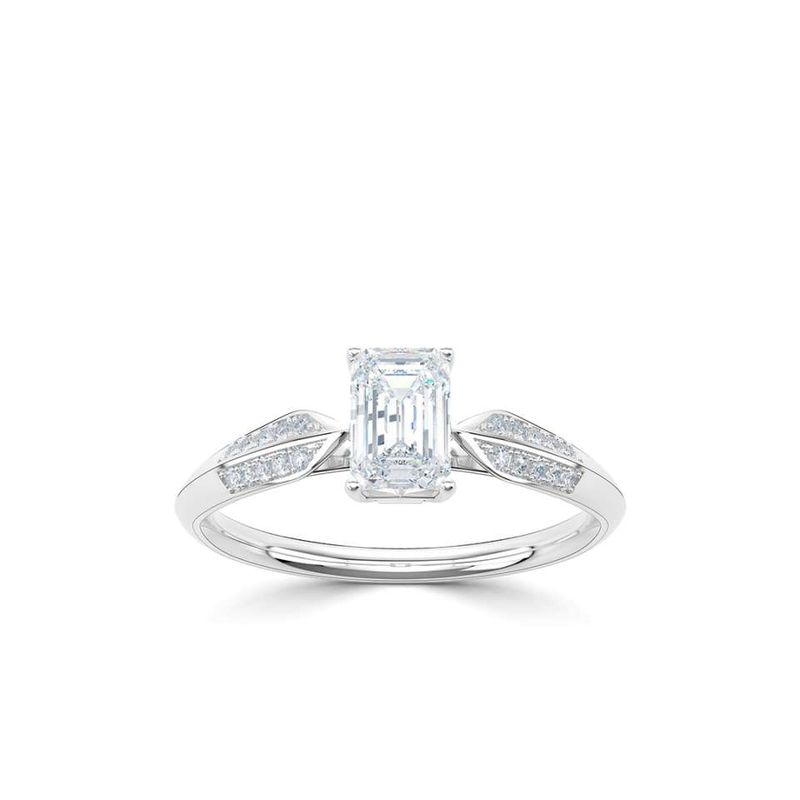 Platinum Vintage Style Emerald Solitaire Ring