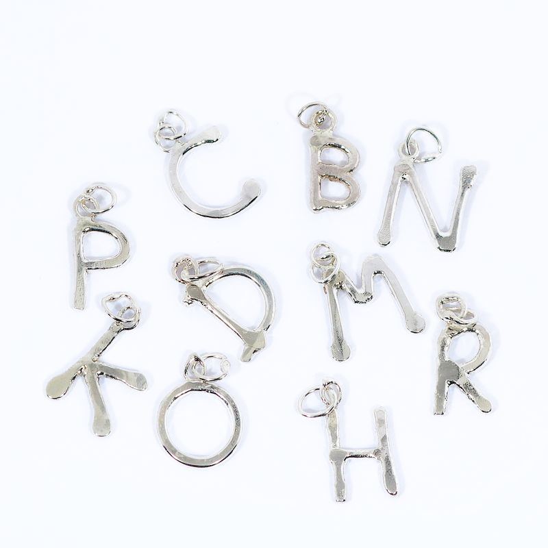 Silver Hammered Initial Pendant &amp; Chain