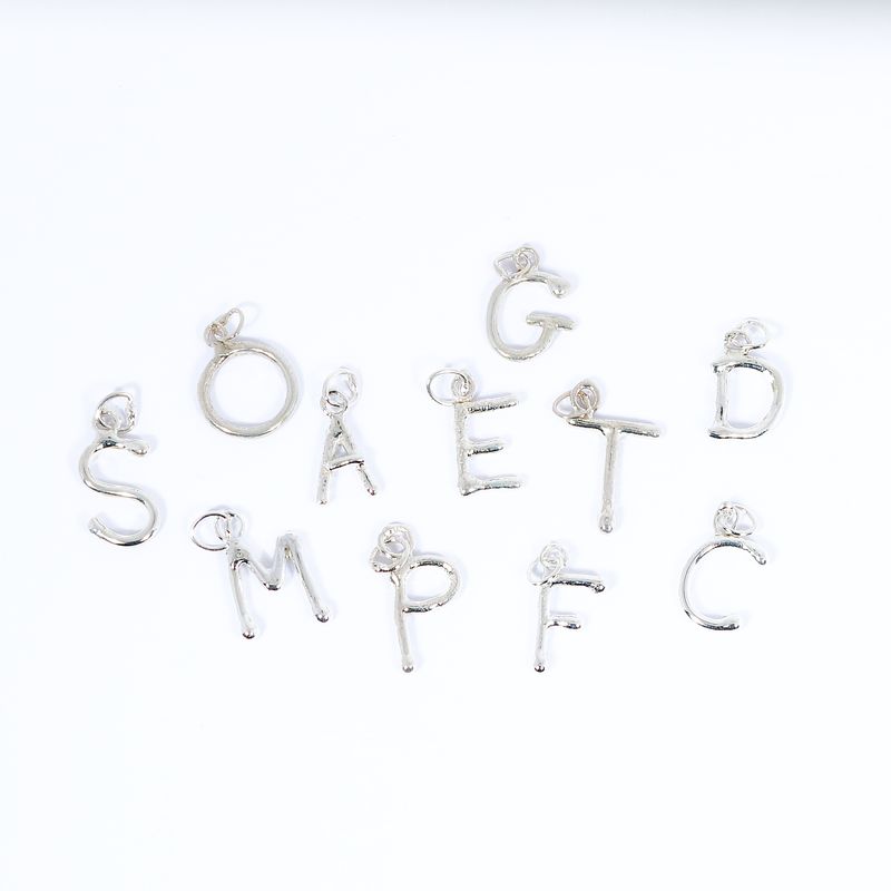 Silver Round Wire Initial Pendant &amp; Chain